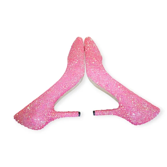 Dior Custom Hot Pink Crystal Rhinestone Strass Heels Size 37.5 - Picture 4 of 11